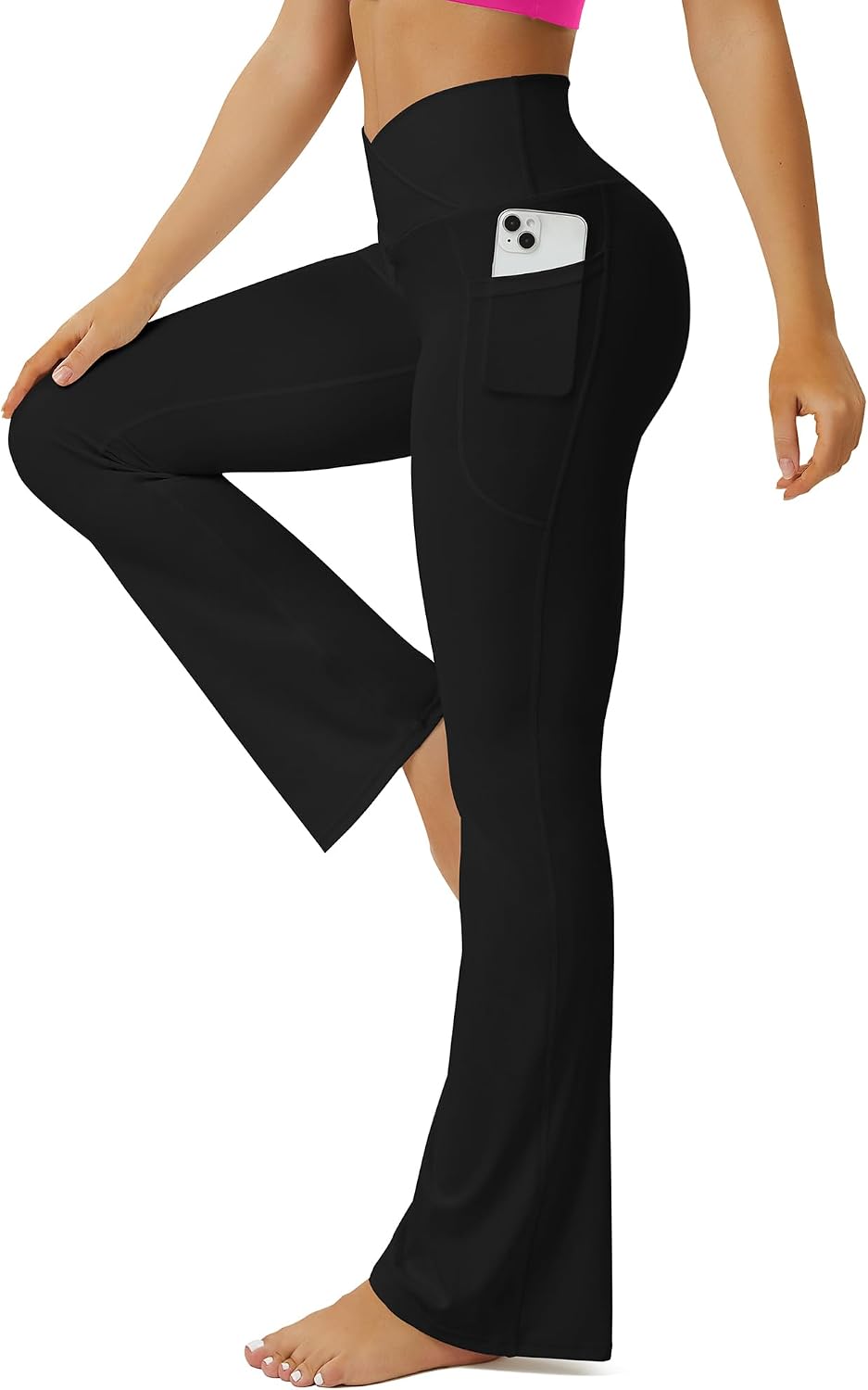 FOHOFO Flare Leggings with Pockets – Crossover Yoga Pants