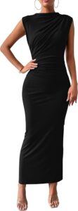 BTFBM Ruched Bodycon Maxi Dress, Sleeveless