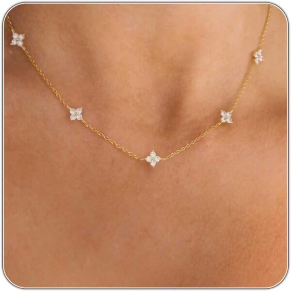 CUEZIY Dainty CZ Station Choker Necklace – Gold & Silver