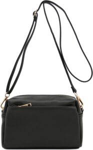 FashionPuzzle Triple Zip Small Crossbody Bag – Lightweight