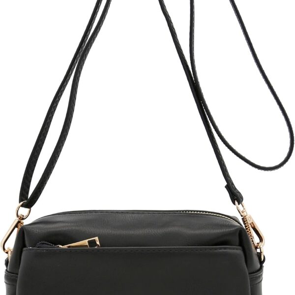 FashionPuzzle Triple Zip Small Crossbody Bag – Lightweight