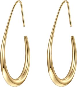 Large Teardrop Pull-Through Hoop Earrings – Gold Plated