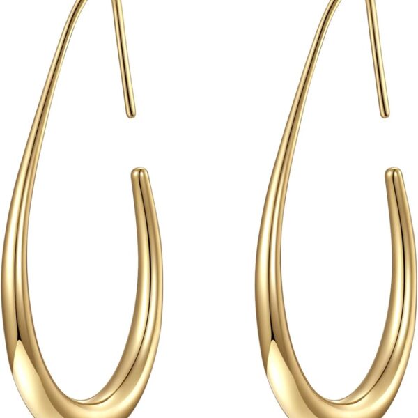 Large Teardrop Pull-Through Hoop Earrings – Gold Plated