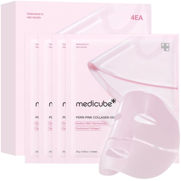 medicube PDRN Pink Collagen Jelly Gel Mask, 4 Pack