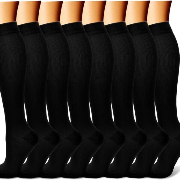 CHARMKING Compression Socks – 8 Pairs, 15-20 mmHg