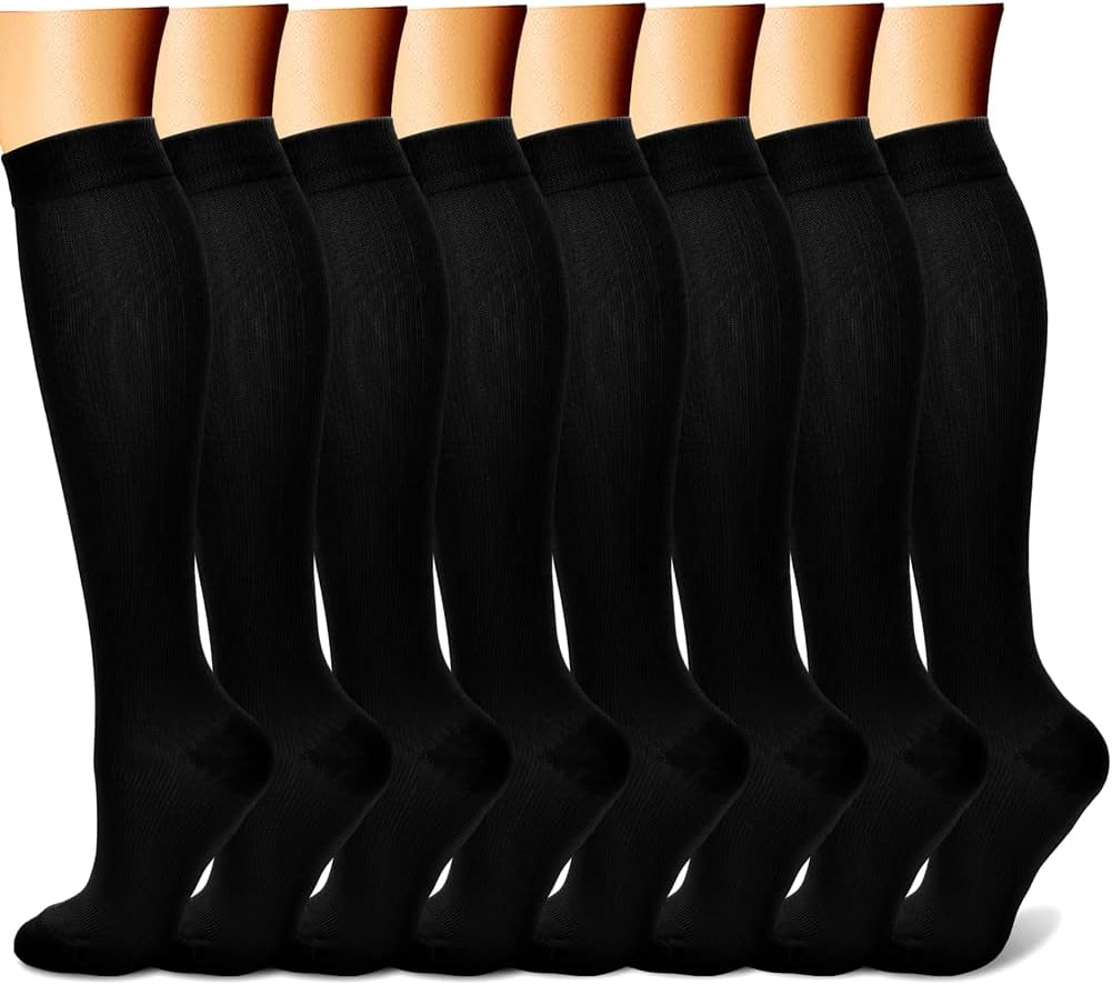 CHARMKING Compression Socks – 8 Pairs, 15-20 mmHg