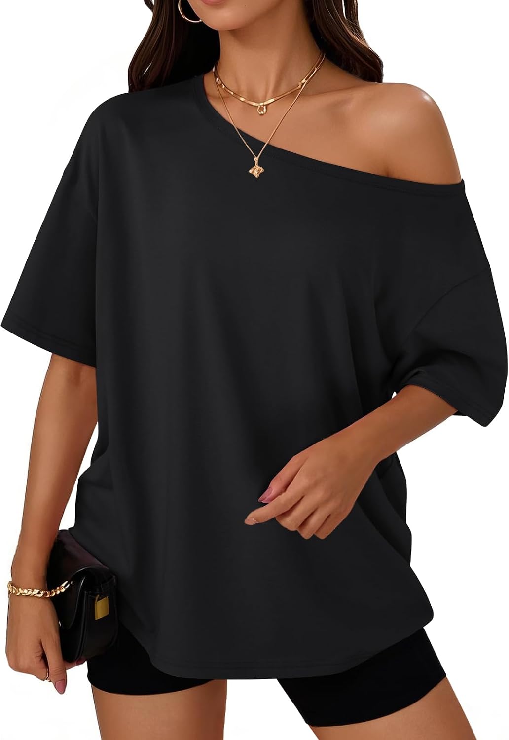 Trendy Queen Women’s Off-the-Shoulder Oversized Tee