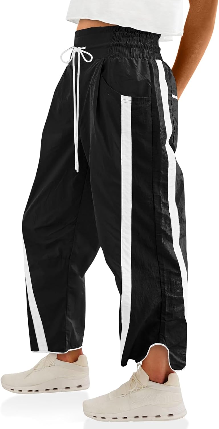 Fisoew Baggy Wide-Leg Pants – Drawstring Y2K Track Pants