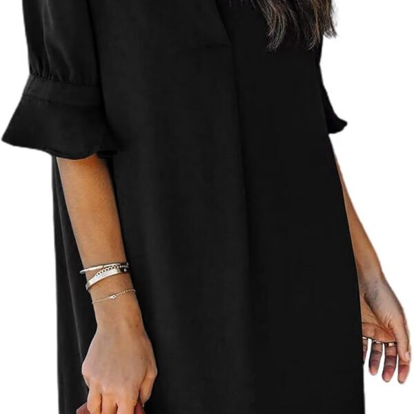 QACOHU V-Neck Ruffle Sleeve Shift Dress
