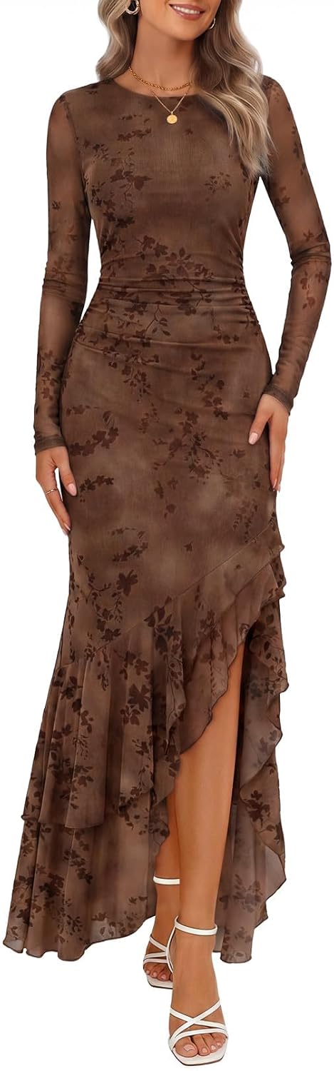 MEROKEETY Floral Maxi Dress – Wedding Guest