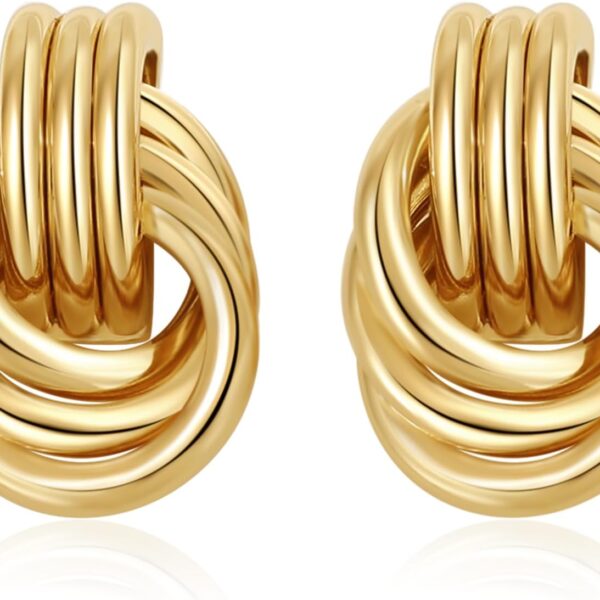 SHERLOVE Chunky Knot Drop Earrings – 14K Gold Plated