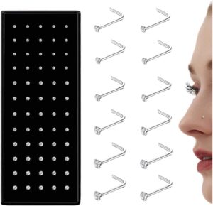 THUNARAZ L-Shaped Nose Studs Set – 20G/22G, CZ