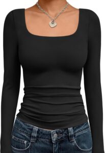 Trendy Queen Square Neck Double-Lined Long Sleeve