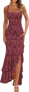 BORIFLORS Ruched Floral Maxi Dress – Wedding Guest