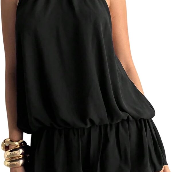 Floerns Backless Ruffle Bubble Hem Mini Dress