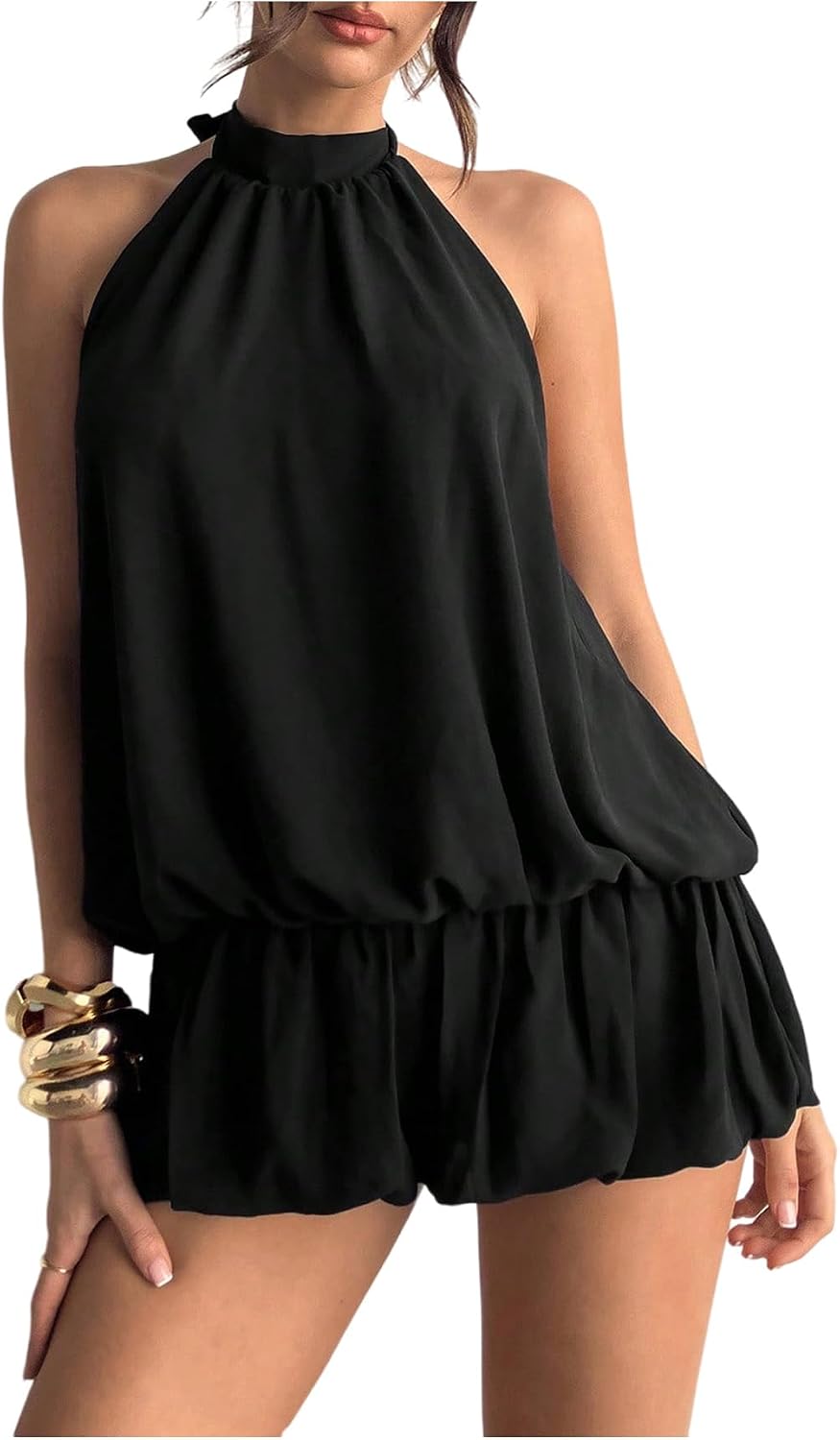Floerns Backless Ruffle Bubble Hem Mini Dress