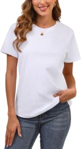 BJY Women’s Cotton Crew Neck T-Shirt, 20+ Colors