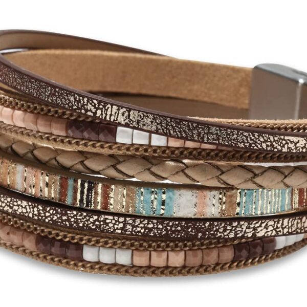 Fesciory Leather Wrap Bracelet – Boho Stacked Cuff