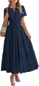 BTFBM Summer Maxi Dress with Pockets, V-Neck