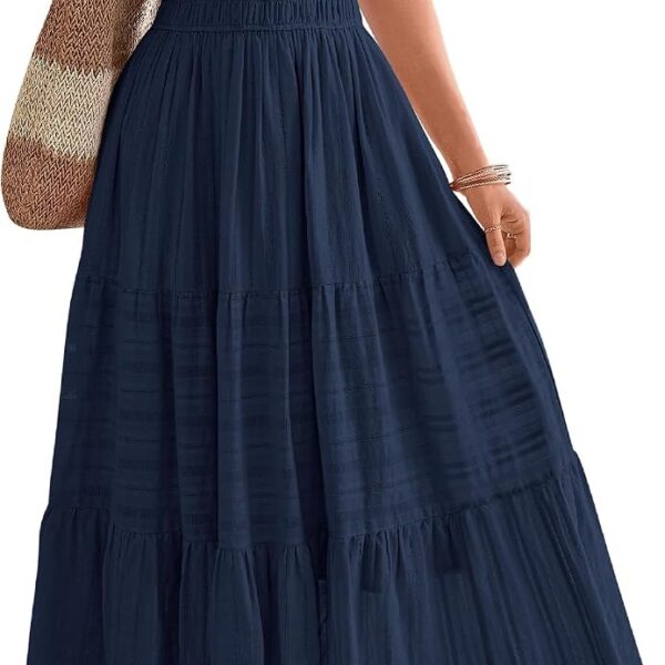 BTFBM Summer Maxi Dress with Pockets, V-Neck