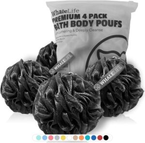 WhaleLife Bath Loofah Set – 4 Pack for Sensitive Skin