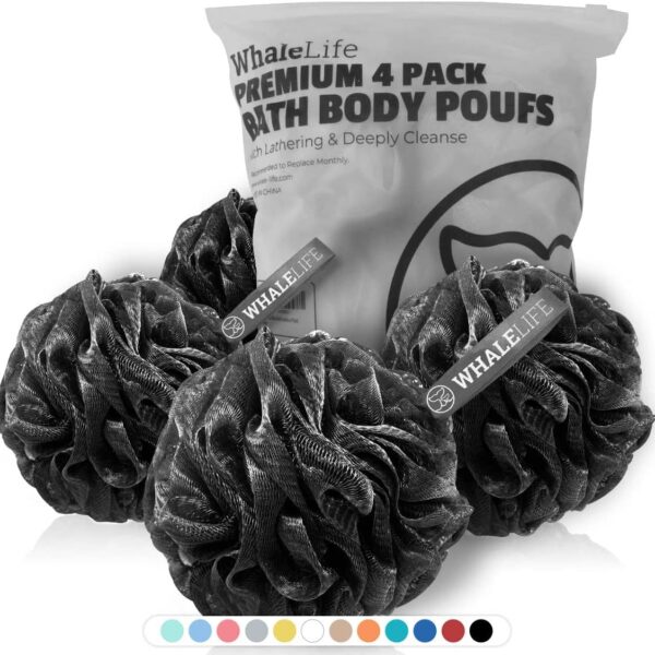 WhaleLife Bath Loofah Set – 4 Pack for Sensitive Skin