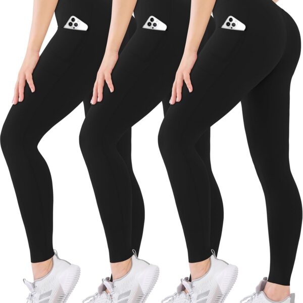 Blisset High-Waisted Leggings with Pockets – 3 Pack