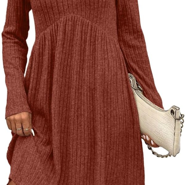 OFEEFAN Crew Neck Tunic Dress with Pockets