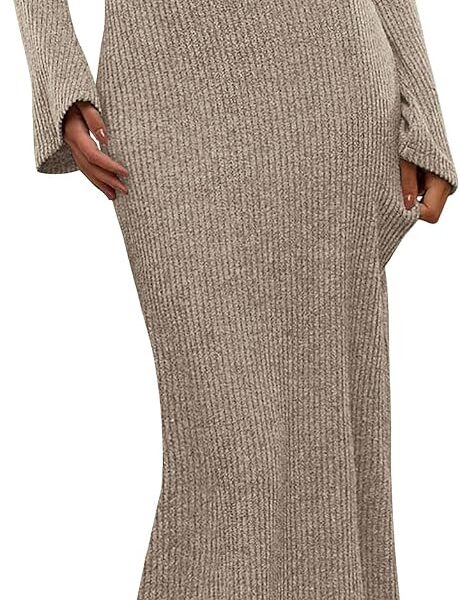 PRETTYGARDEN Bodycon Sweater Maxi Dress