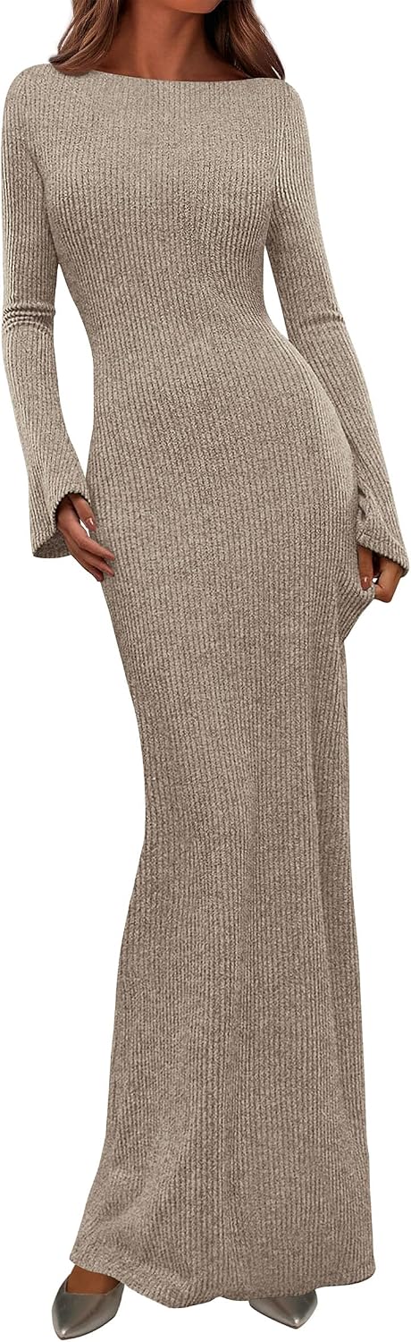 PRETTYGARDEN Bodycon Sweater Maxi Dress
