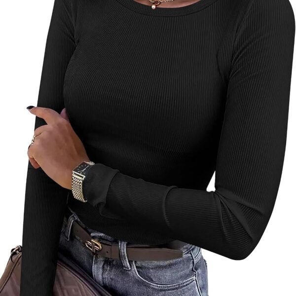 ANRABESS Women’s Ribbed Long Sleeve Fitted T-Shirt