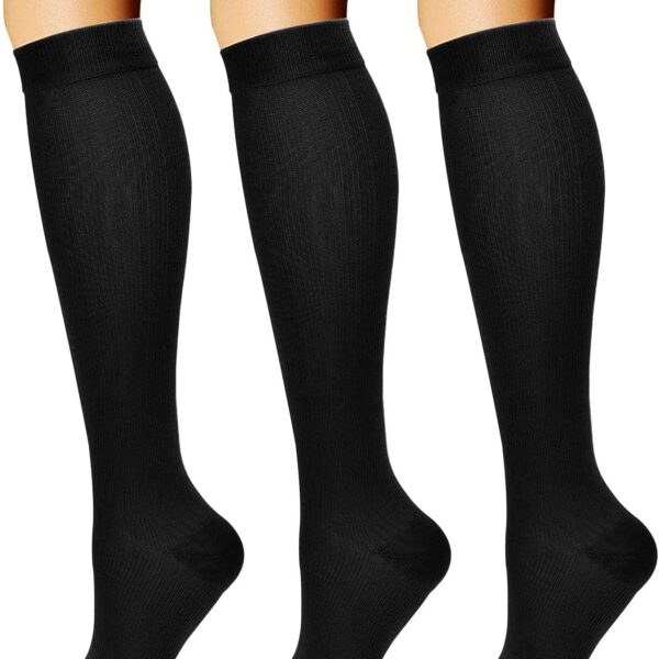 CHARMKING Compression Socks – 3 Pairs, 15-20 mmHg Support