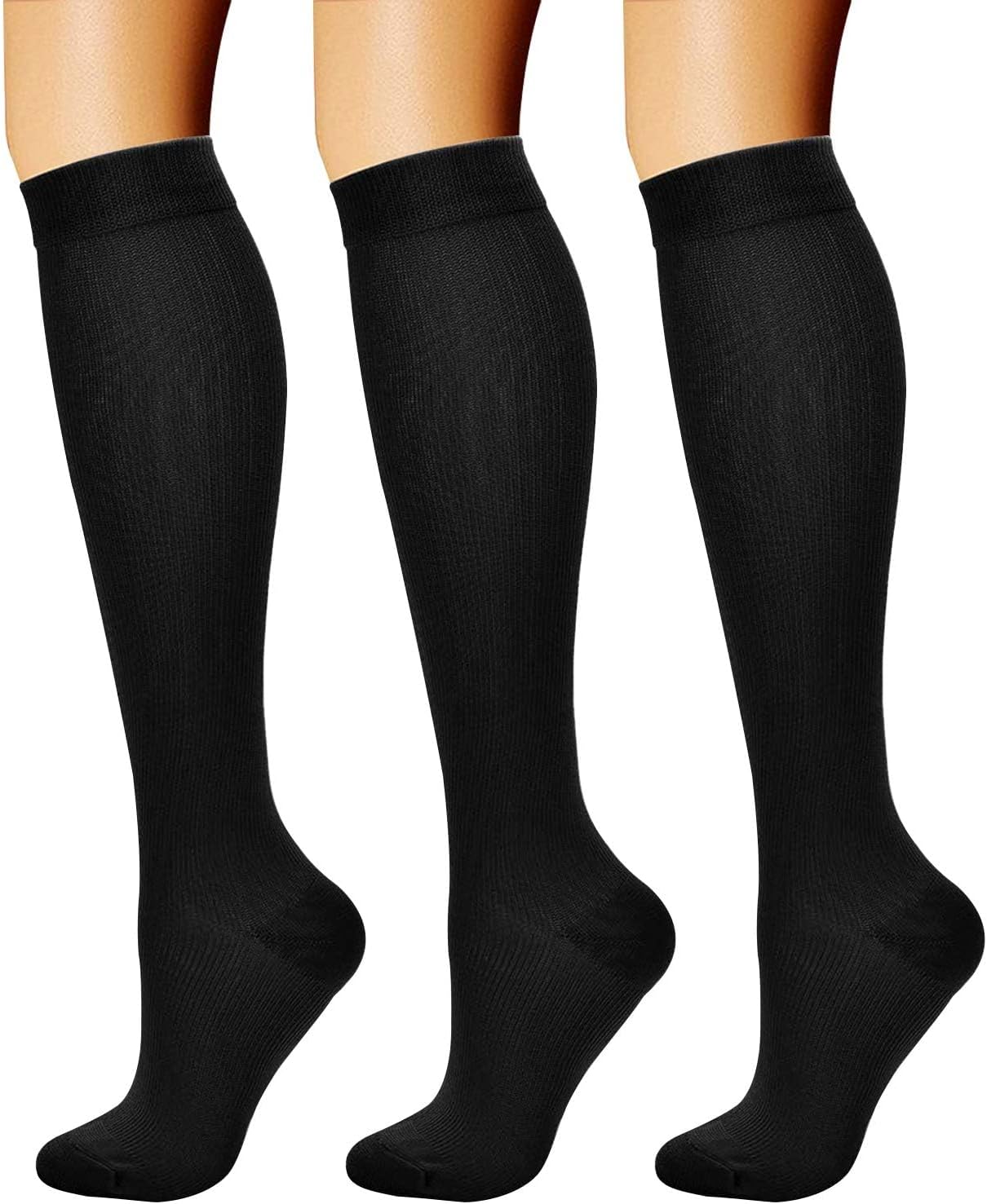 CHARMKING Compression Socks – 3 Pairs, 15-20 mmHg Support