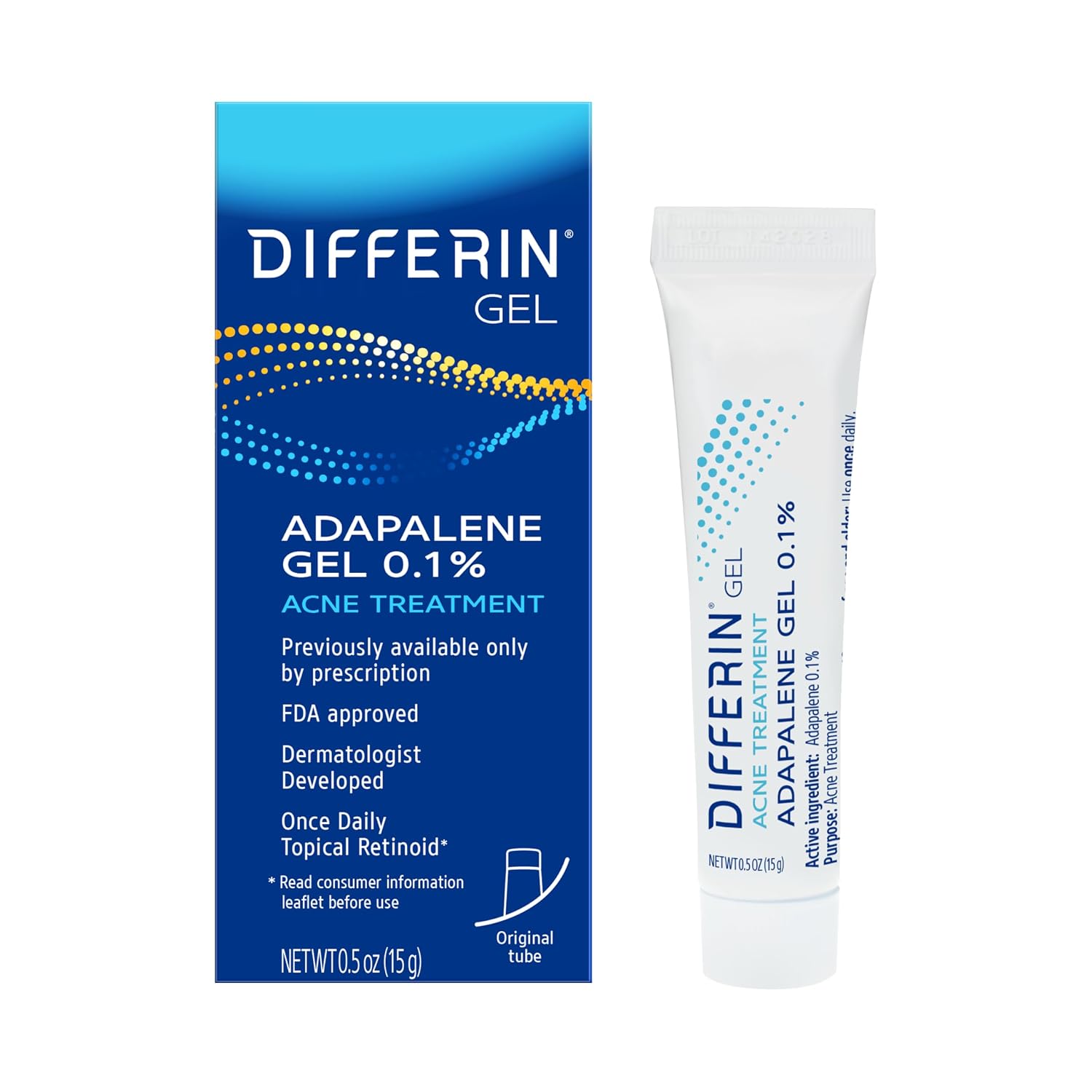 Differin Adapalene 0.1% Acne Treatment Gel, 15g