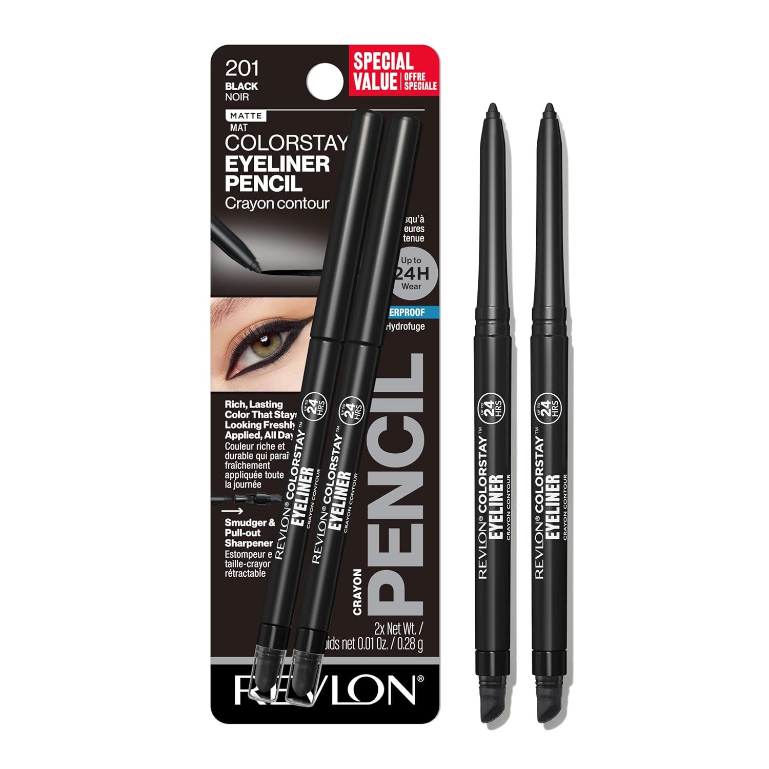 Revlon ColorStay Waterproof Eyeliner – Black, 2 Pack