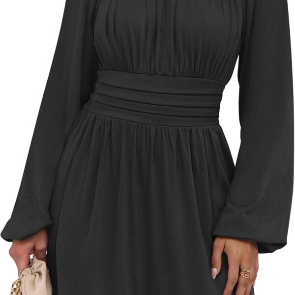 ANRABESS Lantern Sleeve Square Neck Mini Dress