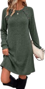 OFEEFAN Long Sleeve Fall Dress with Pockets