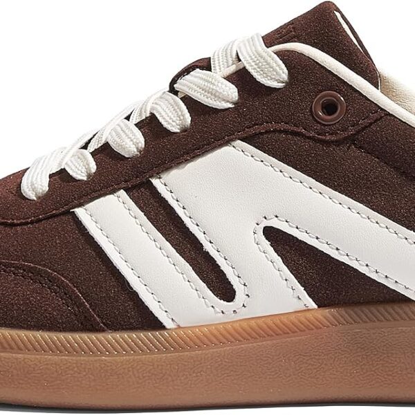 LUCKY STEP Women’s Retro Leather Gum Sole Sneakers
