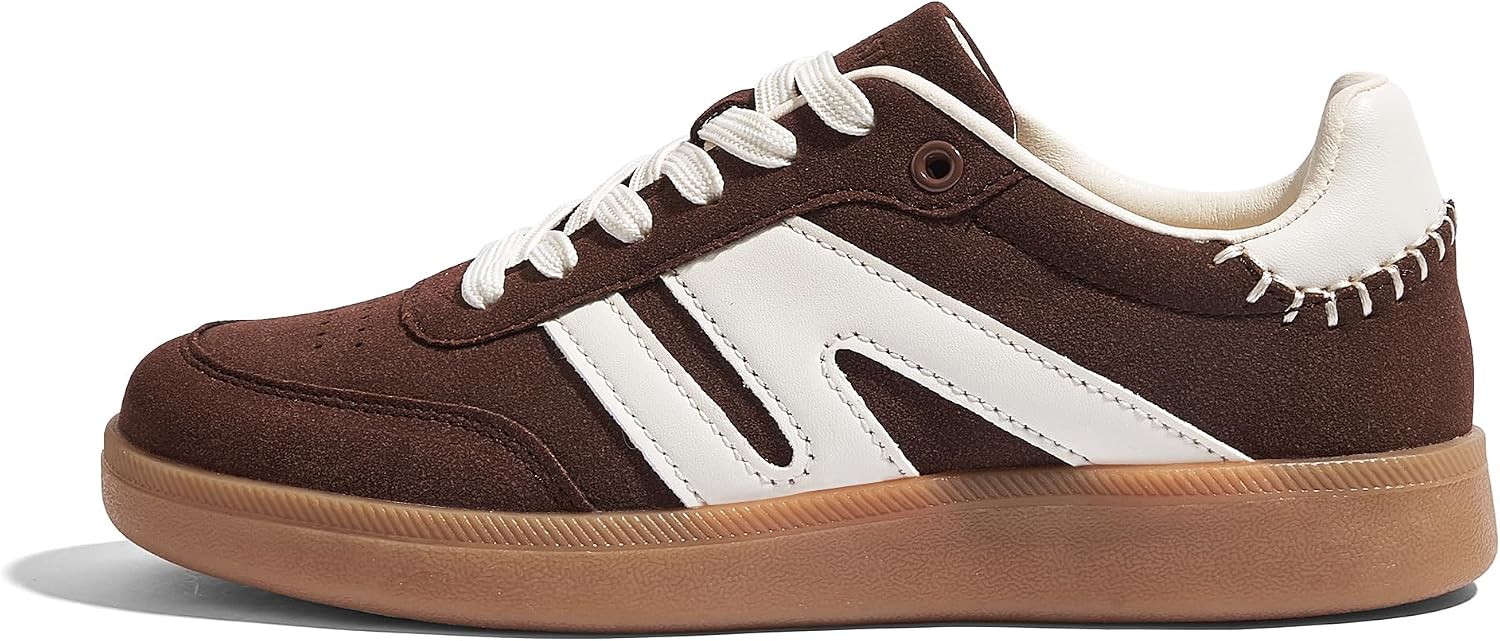 LUCKY STEP Women’s Retro Leather Gum Sole Sneakers