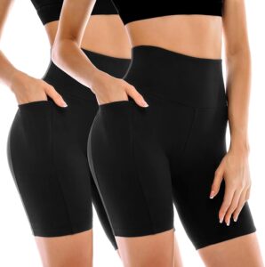 Leafigure Biker Shorts with Pockets – 2 Pack