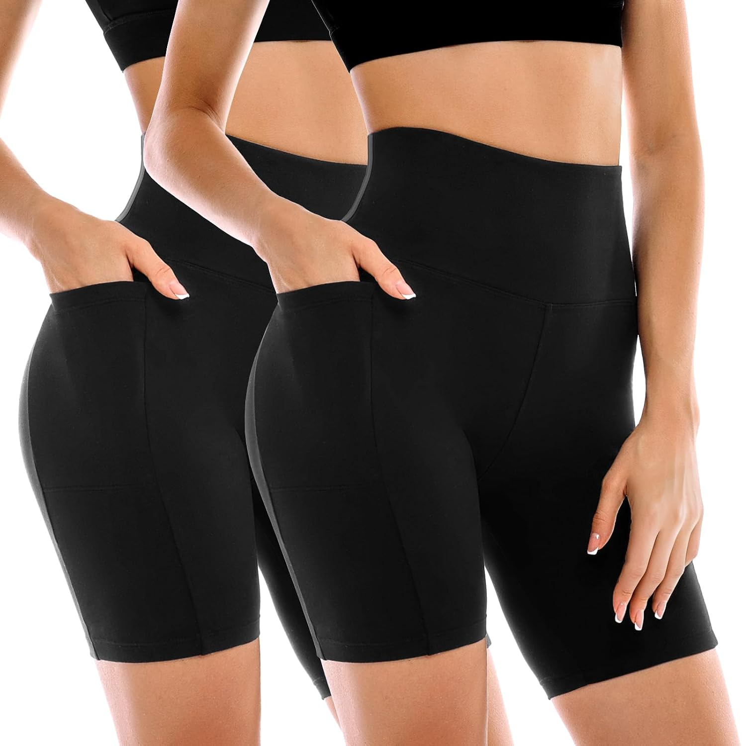 Leafigure Biker Shorts with Pockets – 2 Pack