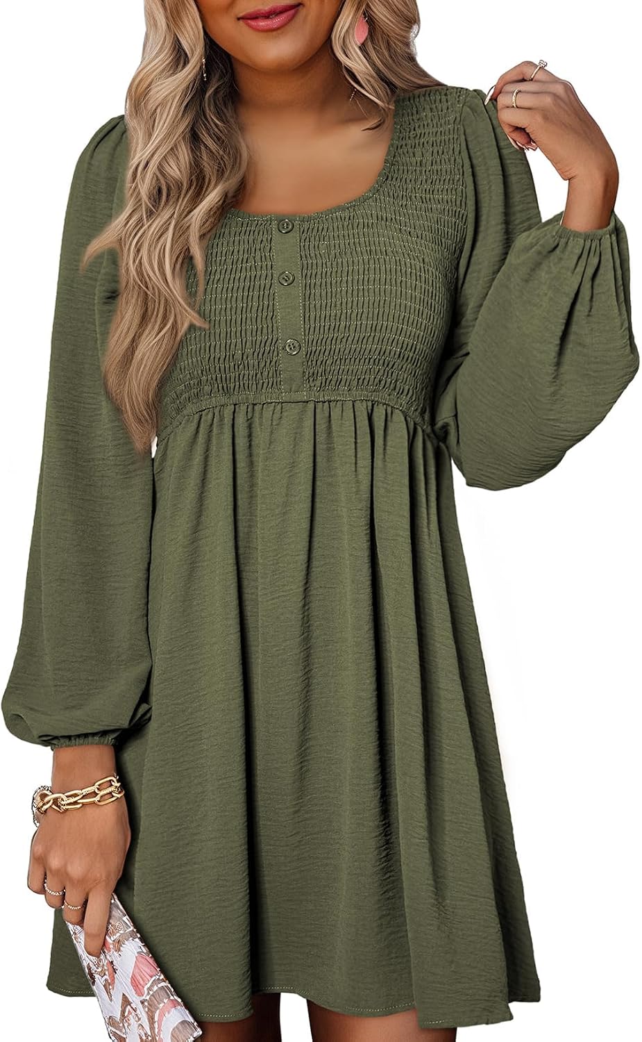 Dokotoo Long Sleeve Babydoll Mini Dress