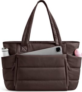 Uselike Quilted Puffer Tote with Zipper – 16 Pocket Work Bag