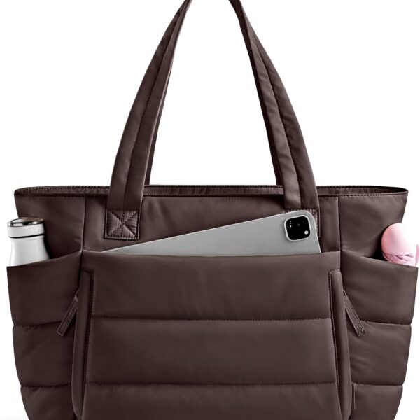 Uselike Quilted Puffer Tote with Zipper – 16 Pocket Work Bag