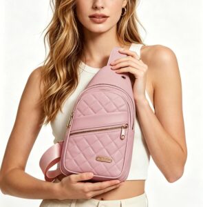 Quilted Sling Crossbody Bag for Women – Zipper Pockets