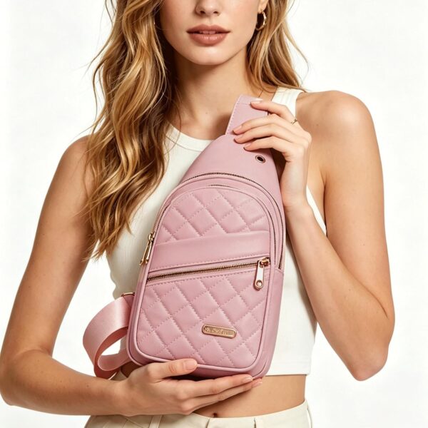 Quilted Sling Crossbody Bag for Women – Zipper Pockets