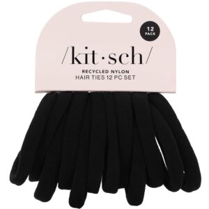 Kitsch Elastic Hair Ties No Damage, 12-Pack Black