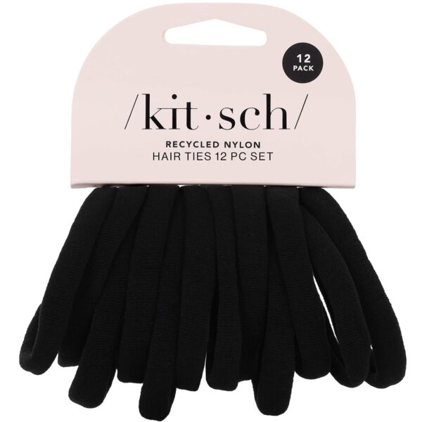 Kitsch Elastic Hair Ties No Damage, 12-Pack Black