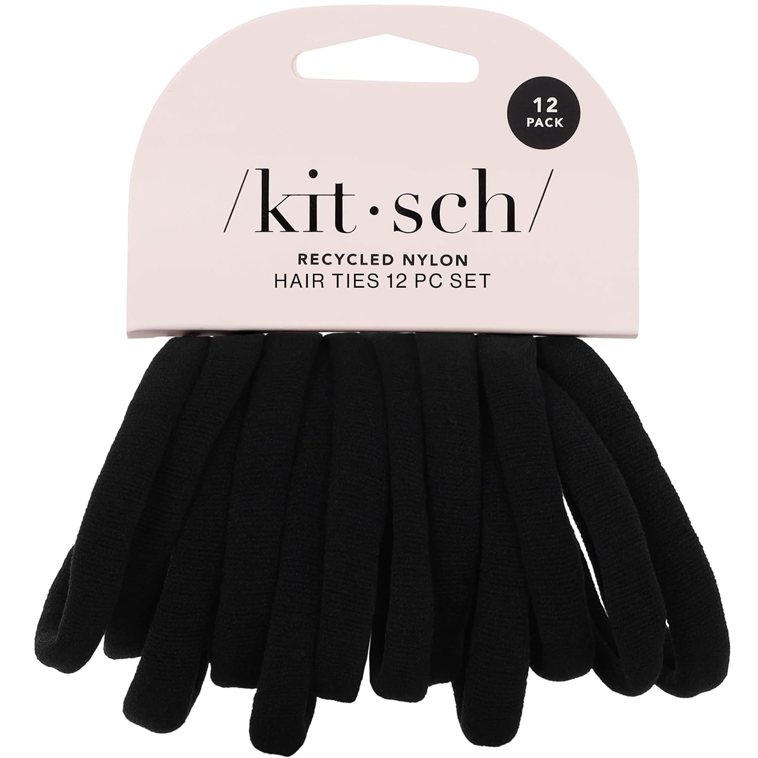 Kitsch Elastic Hair Ties No Damage, 12-Pack Black