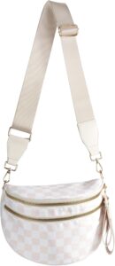 FEIBOON Spacious Checkered Nylon Crossbody Bag – Lightweight